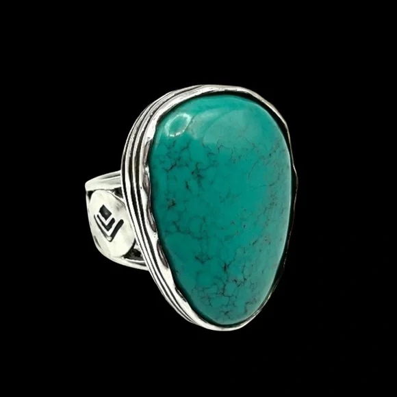 Silpada Vintage Turquoise Ring Exquisite Substantial Sterling Silver Detail Sz 8 - Picture 2 of 8
